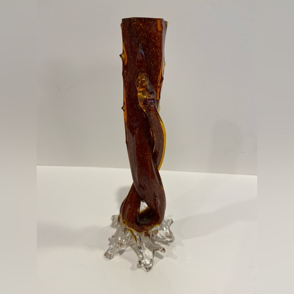 Vtg Antique Thorn Tree Twig, Twisted Bud Vase Blown Glass 7.5” Tall - Picture 8 of 13